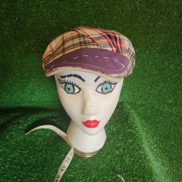 Retro Jamont Plaid Patchwork Newsboy Golf Cap - Picture 1 of 9